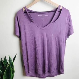Purple cutout v neck